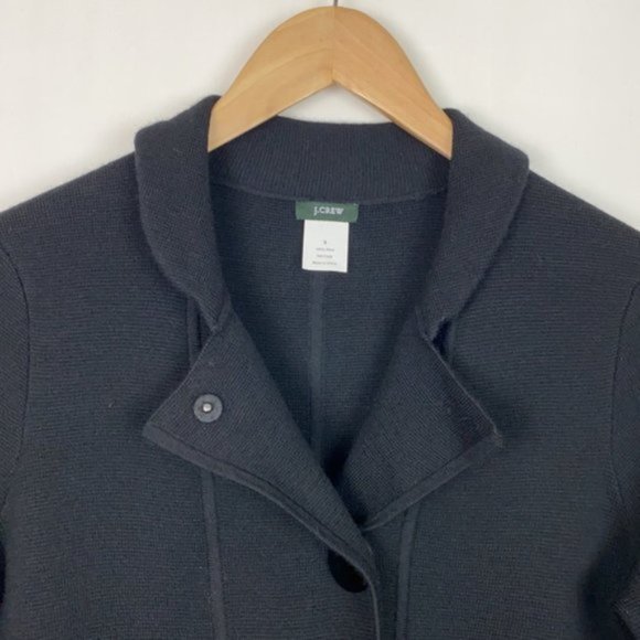 J.Crew S Coat Cardigan Black Merino Wool Vintage - Picture 4 of 13